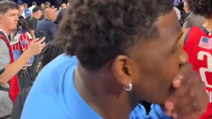 Anthony Edwards covered his mouth and said something to Hawks star Jalen Johnson after Sunday's NBA All-Star Game. 