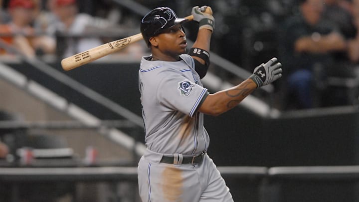 Jun 20, 2007; Phoenix, AZ, USA; Tampa Bay Devil Rays center fielder (26) Delmon Young against the Arizona Diamondbacks at Chase Field. Jun 20, 2007; Phoenix, AZ, USA; Tampa Bay Devil Rays center fielder (26) Delmon Young against the Arizona Diamondbacks at Chase Field.