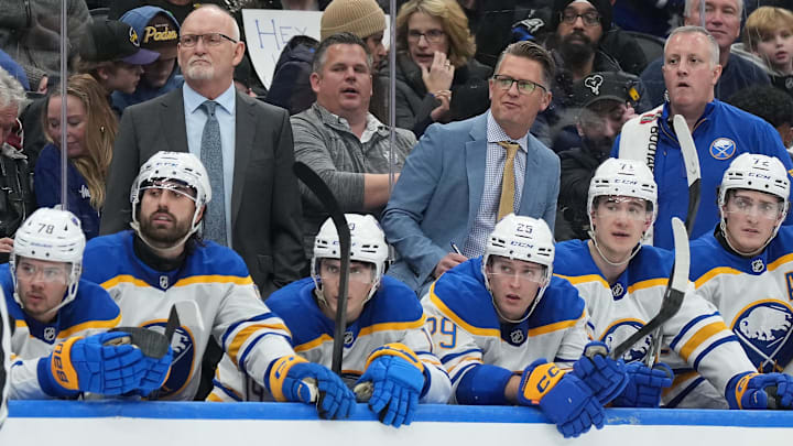 Buffalo Sabres head coach Lindy Ruff and assistant coach Seth Appert
