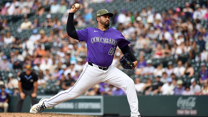 May 16, 2026; Denver, Colorado, USA; Colorado Rockies pitcher Antonio Senzatela (49) pitches against the Arizona Diamondbacks in the ninth inning at Coors Field. Mandatory Credit: Christopher Hanewinckel-Imagn Images May 16, 2026; Denver, Colorado, USA; Colorado Rockies pitcher Antonio Senzatela (49) pitches against the Arizona Diamondbacks in the ninth inning at Coors Field. Mandatory Credit: Christopher Hanewinckel-Imagn Images