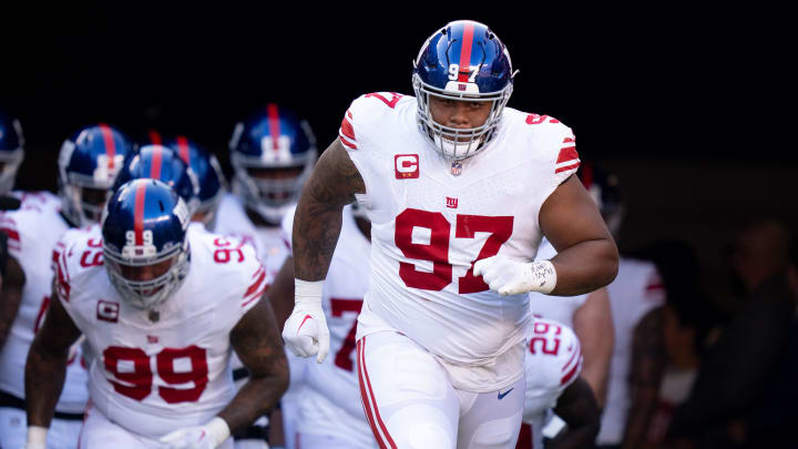 September 21, 2023; Santa Clara, California, USA; New York Giants defensive tackle Dexter Lawrence II (97) before the game against the San Francisco 49ers at Levi's Stadium. September 21, 2023; Santa Clara, California, USA; New York Giants defensive tackle Dexter Lawrence II (97) before the game against the San Francisco 49ers at Levi's Stadium.