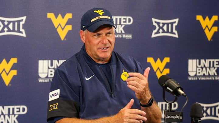 Aug 30, 2025; Morgantown, West Virginia, USA; West Virginia Mountaineers head coach Rich Rodriguez speaks to the media after defeating the Robert Morris Colonials at Milan Puskar Stadium. Mandatory Credit: Ben Queen-Imagn Images Aug 30, 2025; Morgantown, West Virginia, USA; West Virginia Mountaineers head coach Rich Rodriguez speaks to the media after defeating the Robert Morris Colonials at Milan Puskar Stadium. Mandatory Credit: Ben Queen-Imagn Images