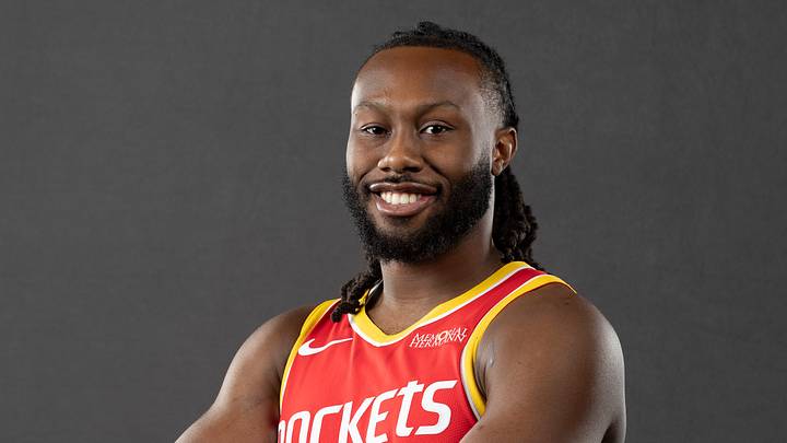 Sep 22, 2026; Houston, TX, USA;  Houston Rockets guard Bruce Thornton (2) poses for a picture during media day at Hilton Americas hotel. Mandatory Credit: Troy Taormina-Imagn Images