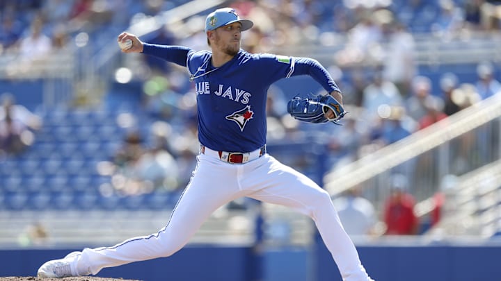 Toronto Blue Jays pitcher Jeff Hoffman throws a pitch during Spring Training. Toronto Blue Jays pitcher Jeff Hoffman throws a pitch during Spring Training.