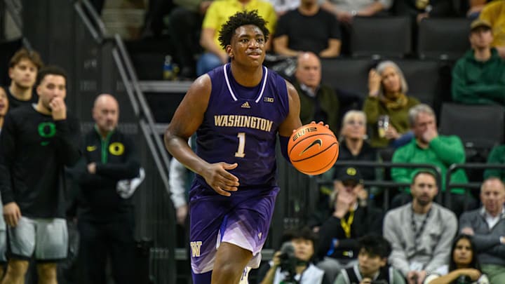 Huskies forward Great Osobor dribbles against Oregon, a team he'll close his college career out on Sunday. Huskies forward Great Osobor dribbles against Oregon, a team he'll close his college career out on Sunday.