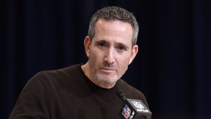 Feb 24, 2026; Indianapolis, IN, USA; Philadelphia Eagles general manager Howie Roseman speaks at the NFL Scouting Combine at the Indiana Convention Center. Mandatory Credit: Kirby Lee-Imagn Images Feb 24, 2026; Indianapolis, IN, USA; Philadelphia Eagles general manager Howie Roseman speaks at the NFL Scouting Combine at the Indiana Convention Center. Mandatory Credit: Kirby Lee-Imagn Images
