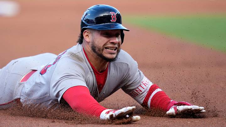 May 20, 2026; Kansas City, Missouri, USA; Boston Red Sox first baseman Willson Contreras (40) slides into third base for a triple during the second inning against the Kansas City Royals at Kauffman Stadium. Mandatory Credit: Jay Biggerstaff-Imagn Images May 20, 2026; Kansas City, Missouri, USA; Boston Red Sox first baseman Willson Contreras (40) slides into third base for a triple during the second inning against the Kansas City Royals at Kauffman Stadium. Mandatory Credit: Jay Biggerstaff-Imagn Images
