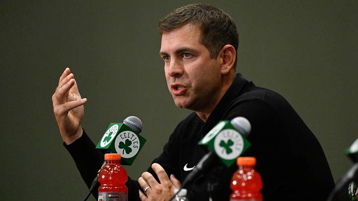 Sep 25, 2025; Boston, MA, USA;  Boston Celtics president of basketball operations Brad Stevens speaks during a press conference at the Auerbach Center. Mandatory Credit: Eric Canha-Imagn Images