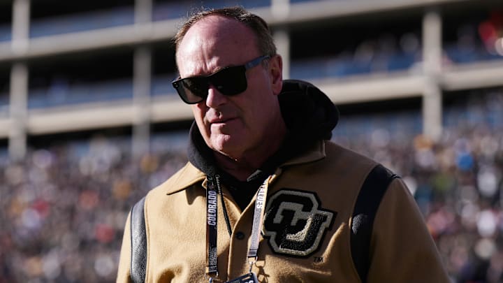 Nov 29, 2024; Boulder, Colorado, USA; Colorado Buffaloes athletic director Rick George before the game against the Oklahoma State Cowboys at Folsom Field. Mandatory Credit: Ron Chenoy-Imagn Images