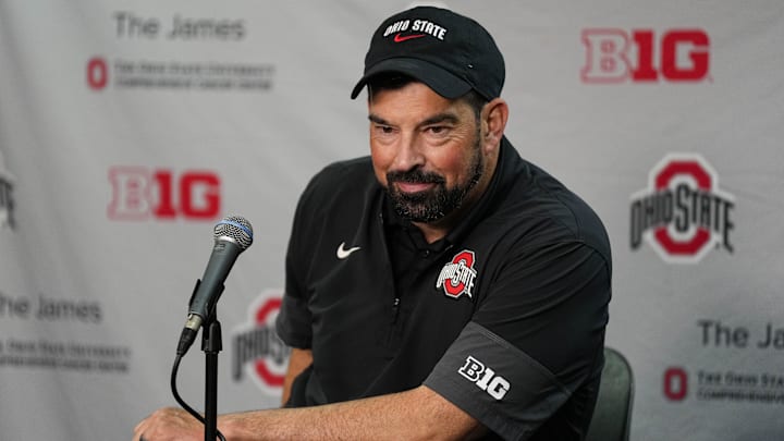 Oct 18, 2025; Madison, Wisconsin, USA;  Ohio State Buckeyes head coach Ryan Day following the game against the Wisconsin Badgers at Camp Randall Stadium. Mandatory Credit: Jeff Hanisch-Imagn Images Oct 18, 2025; Madison, Wisconsin, USA;  Ohio State Buckeyes head coach Ryan Day following the game against the Wisconsin Badgers at Camp Randall Stadium. Mandatory Credit: Jeff Hanisch-Imagn Images