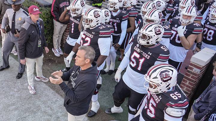 South Carolina Head Coach Shane Beamer claps before he and the team enter the field before the game with Clemson at Williams-Brice Stadium in Columbia, S.C. Saturday, November 29, 2025. South Carolina Head Coach Shane Beamer claps before he and the team enter the field before the game with Clemson at Williams-Brice Stadium in Columbia, S.C. Saturday, November 29, 2025.