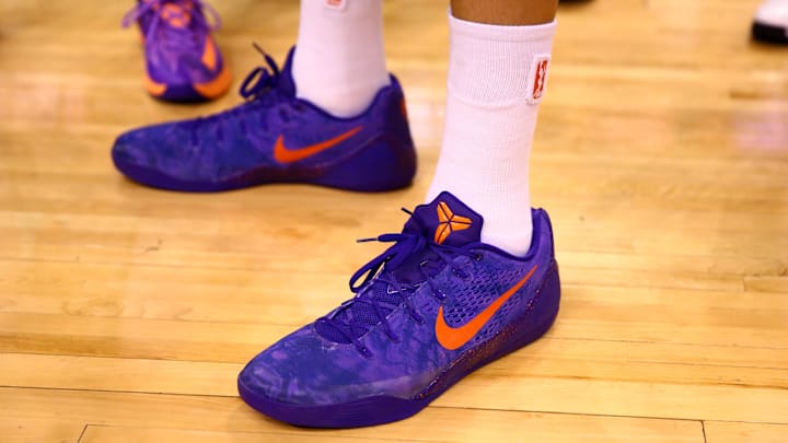 Sep 7, 2014; Phoenix, AZ, USA; Detailed view of the Nike shoes of Phoenix Mercury center Brittney Griner (42) against the Chicago Sky during game one of the WNBA Finals at US Airways Center. The Mercury defeated the Sky 83-62. Mandatory Credit: Mark J. Rebilas-Imagn Images