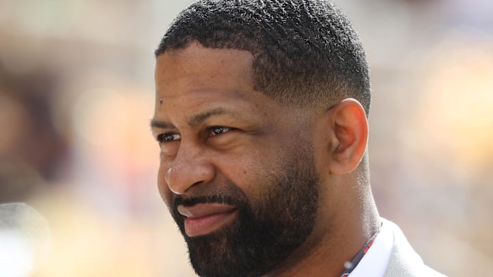 Oct 12, 2025; Pittsburgh, Pennsylvania, USA;  Cleveland Browns general manager Andrew Berry looks on before the Browns play the Pittsburgh Steelers at Acrisure Stadium. Mandatory Credit: Charles LeClaire-Imagn Images