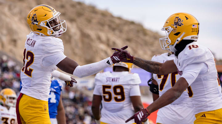 Arizona State’s Malik McClain (12) celebrates his touchdown against Duke in the Tony the Tiger Sun Bowl at Sun Bowl Stadium in El Paso, Texas, on Wednesday, Dec. 31, 2025. Arizona State’s Malik McClain (12) celebrates his touchdown against Duke in the Tony the Tiger Sun Bowl at Sun Bowl Stadium in El Paso, Texas, on Wednesday, Dec. 31, 2025.