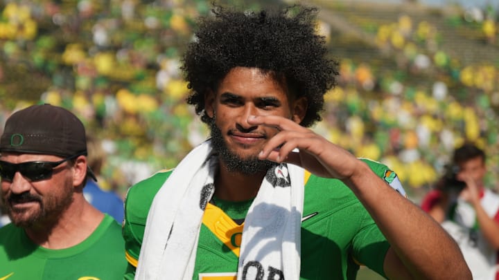 Oregon Ducks quarterback Dante Moore after the win over Montana State