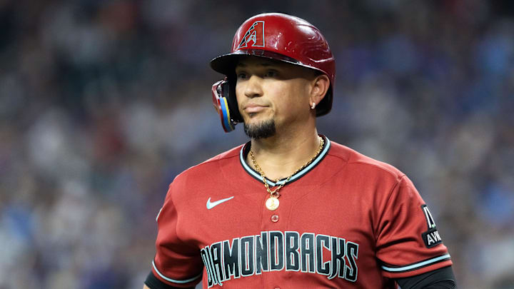 Apr 19, 2026; Phoenix, Arizona, USA; Arizona Diamondbacks infielder Ildemaro Vargas in the fourth inning against the Toronto Blue Jays at Chase Field. Mandatory Credit: Mark J. Rebilas-Imagn Images