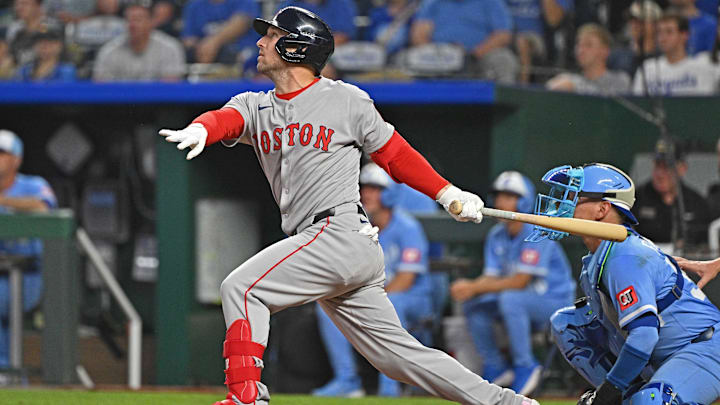 May 10, 2025; Kansas City, Missouri, USA; Boston Red Sox third baseman Alex Bregman (2) at bat in the eighth inning against the Kansas City Royals at Kauffman Stadium. Mandatory Credit: Peter Aiken-Imagn Images May 10, 2025; Kansas City, Missouri, USA; Boston Red Sox third baseman Alex Bregman (2) at bat in the eighth inning against the Kansas City Royals at Kauffman Stadium. Mandatory Credit: Peter Aiken-Imagn Images
