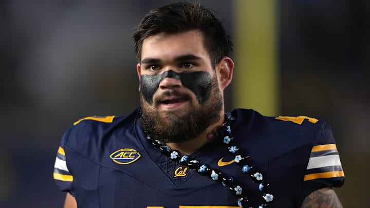 Nov 29, 2025; Berkeley, California, USA; California Golden Bears defensive lineman Aidan Keanaaina (47) before the game against the Southern Methodist Mustangs at California Memorial Stadium. Mandatory Credit: Darren Yamashita-Imagn Images