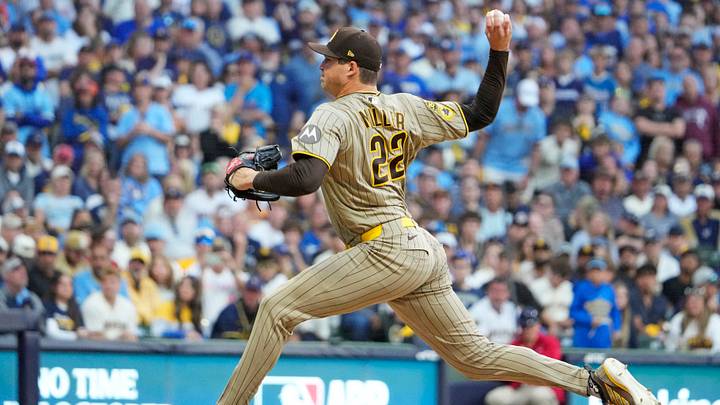 Oct 4, 2026; Milwaukee, Wisconsin, USA; San Diego Padres pitcher Mason Miller (22) throws a pitch during the eighth inning against the Milwaukee Brewers in game two of the NLDS for the 2026 MLB Playoffs at American Family Field. Mandatory Credit: Michael McLoone-Imagn Images Oct 4, 2026; Milwaukee, Wisconsin, USA; San Diego Padres pitcher Mason Miller (22) throws a pitch during the eighth inning against the Milwaukee Brewers in game two of the NLDS for the 2026 MLB Playoffs at American Family Field. Mandatory Credit: Michael McLoone-Imagn Images