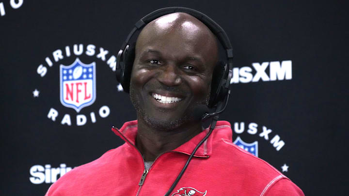 Feb 27, 2024; Indianapolis, IN, USA; Tampa Bay Buccaneers head coach Todd Bowles on the SiriusXM radio set during the NFL Scouting Combine at Indiana Convention Center. Mandatory Credit: Kirby Lee-Imagn Images Feb 27, 2024; Indianapolis, IN, USA; Tampa Bay Buccaneers head coach Todd Bowles on the SiriusXM radio set during the NFL Scouting Combine at Indiana Convention Center. Mandatory Credit: Kirby Lee-Imagn Images