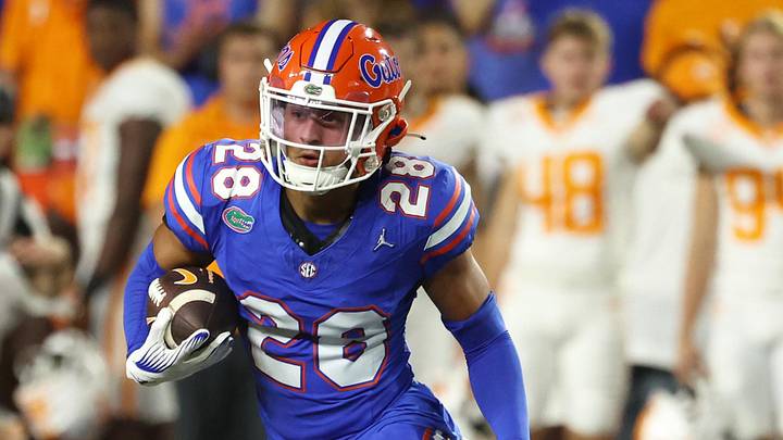 Sep 16, 2023; Gainesville, Florida, USA; Florida Gators cornerback Devin Moore (28) intercepted the ball against the Tennessee Volunteers during the second quarter at Ben Hill Griffin Stadium. Mandatory Credit: Kim Klement Neitzel-Imagn Images Sep 16, 2023; Gainesville, Florida, USA; Florida Gators cornerback Devin Moore (28) intercepted the ball against the Tennessee Volunteers during the second quarter at Ben Hill Griffin Stadium. Mandatory Credit: Kim Klement Neitzel-Imagn Images