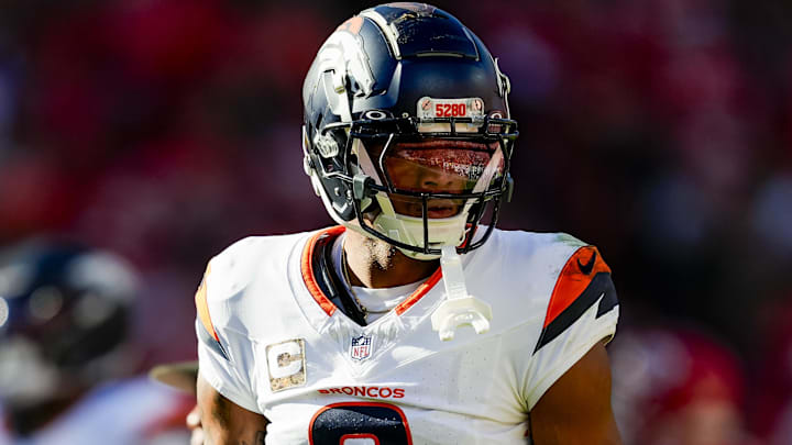 Nov 10, 2024; Kansas City, Missouri, USA; Denver Broncos cornerback Pat Surtain II (2) during the second half against the Kansas City Chiefs at GEHA Field at Arrowhead Stadium. 