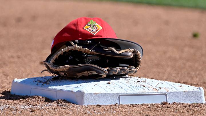 Feb 21, 2026: The glove and hat of Cleveland Guardians third baseman Daniel Schneemann (10) rests on the base against the Milwaukee Brewers at American Family Fields of Phoenix. Credit: Jayne Kamin-Oncea-Imagn Images Feb 21, 2026: The glove and hat of Cleveland Guardians third baseman Daniel Schneemann (10) rests on the base against the Milwaukee Brewers at American Family Fields of Phoenix. Credit: Jayne Kamin-Oncea-Imagn Images