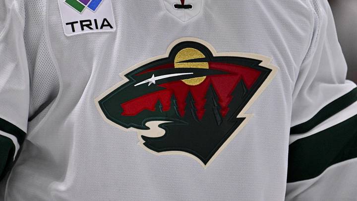 Sep 23, 2025; Dallas, Texas, USA; A view of the Minnesota Wild logo during the game between the Dallas Stars and the Minnesota Wild at American Airlines Center. Sep 23, 2025; Dallas, Texas, USA; A view of the Minnesota Wild logo during the game between the Dallas Stars and the Minnesota Wild at American Airlines Center.
