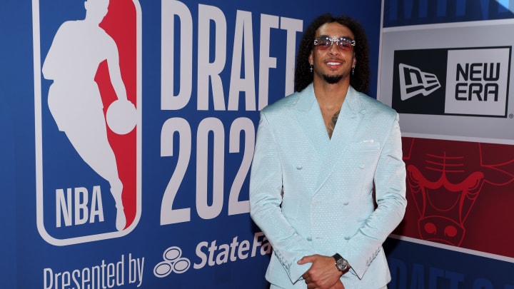 Jun 26, 2024; Brooklyn, NY, USA; Devin Carter arrives before the first round of the 2024 NBA Draft at Barclays Center. Mandatory Credit: Brad Penner-USA TODAY Sports