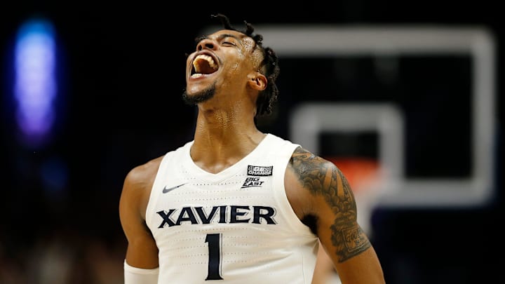 Xavier Musketeers guard Paul Scruggs (1) recast after sinking both of his free throws in the final minutes of Xavier's win.