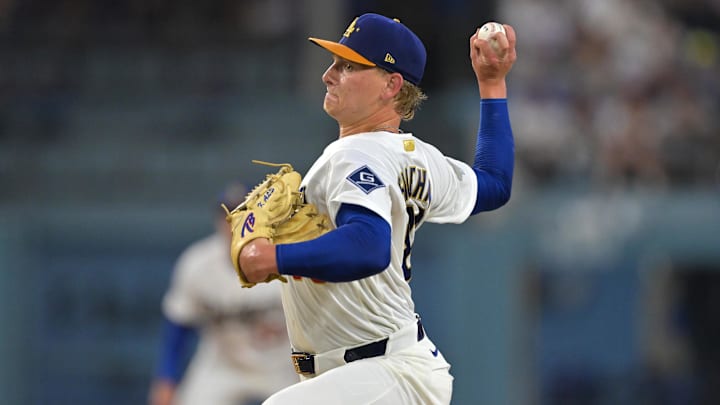 Los Angeles Dodgers pitcher Emmet Sheehan. Los Angeles Dodgers pitcher Emmet Sheehan.