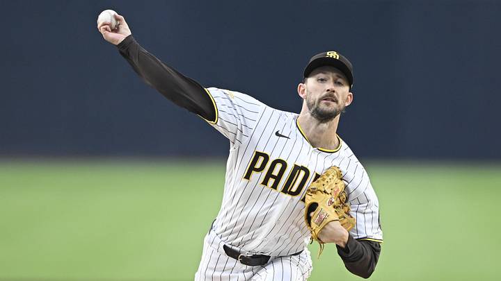 May 19, 2026; San Diego, California, USA; San Diego Padres pitcher Griffin Canning (17) delivers during the first inning against the Los Angeles Dodgers at Petco Park. Mandatory Credit: Denis Poroy-Imagn Images