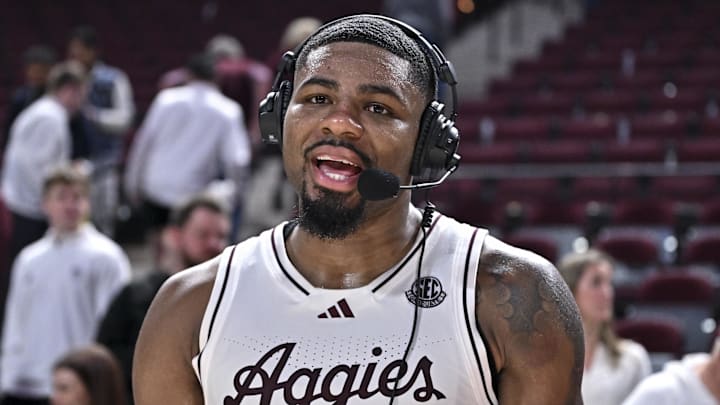 Jan 21, 2026; College Station, Texas, USA; Texas A&M Aggies forward Rashaun Agee (12) speaks during a post game interview after the win over Mississippi State Bulldogs at Reed Arena. Mandatory Credit: Maria Lysaker-Imagn Images Jan 21, 2026; College Station, Texas, USA; Texas A&M Aggies forward Rashaun Agee (12) speaks during a post game interview after the win over Mississippi State Bulldogs at Reed Arena. Mandatory Credit: Maria Lysaker-Imagn Images