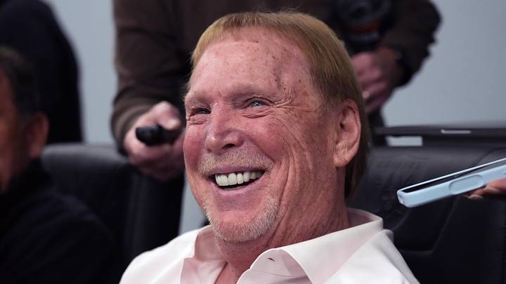 Las Vegas Raiders owner Mark Davis at a press conference.