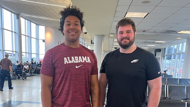 Alabama Football Offensive Lineman Signee Michael Carroll and Former Crimson Tide Standout Center Landon Dickerson