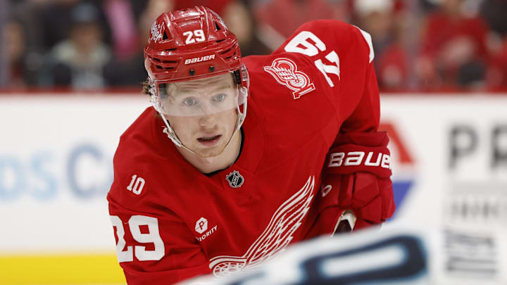 Nov 18, 2025; Detroit, Michigan, USA; Detroit Red Wings center Nate Danielson (29) skates on the ice in the second period against the Seattle Kraken at Little Caesars Arena. Mandatory Credit: Rick Osentoski-Imagn Images Nov 18, 2025; Detroit, Michigan, USA; Detroit Red Wings center Nate Danielson (29) skates on the ice in the second period against the Seattle Kraken at Little Caesars Arena. Mandatory Credit: Rick Osentoski-Imagn Images