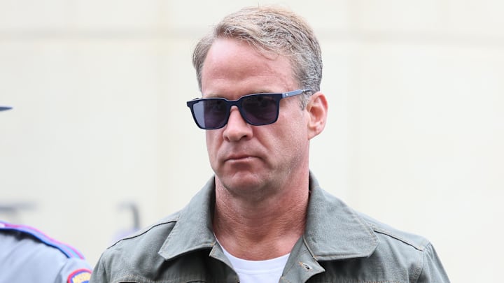 Nov 2, 2024: Ole Miss Rebels head coach Lane Kiffin at Donald W. Reynolds Razorback Stadium. 