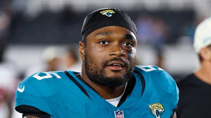 Aug 28, 2026; Jacksonville, Florida, USA; Jacksonville Jaguars defensive end B.J. Green II (95) looks on after a preseason game against the Tampa Bay Buccaneers at EverBank Stadium. Mandatory Credit: Nathan Ray Seebeck-Imagn Images Aug 28, 2026; Jacksonville, Florida, USA; Jacksonville Jaguars defensive end B.J. Green II (95) looks on after a preseason game against the Tampa Bay Buccaneers at EverBank Stadium. Mandatory Credit: Nathan Ray Seebeck-Imagn Images