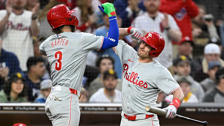 Philadelphia Phillies first baseman Bryce Harper and catcher J.T. Realmuto