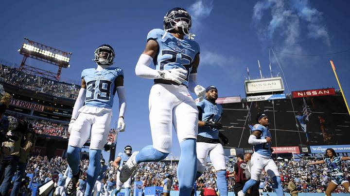 Nov 16, 2025; Nashville, Tennessee, USA; Tennessee Titans safety Kevin Winston Jr. (23) and cornerback Darrell Baker Jr. (39) run onto the field before the game against the Houston Texans at Nissan Stadium. Mandatory Credit: Steve Roberts-Imagn Images Nov 16, 2025; Nashville, Tennessee, USA; Tennessee Titans safety Kevin Winston Jr. (23) and cornerback Darrell Baker Jr. (39) run onto the field before the game against the Houston Texans at Nissan Stadium. Mandatory Credit: Steve Roberts-Imagn Images
