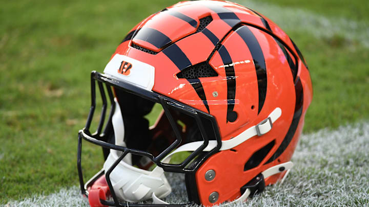 Aug 7, 2025; Philadelphia, Pennsylvania, USA; Cincinnati Bengals helmet on the field before game against the Philadelphia Eagles at Lincoln Financial Field. Mandatory Credit: Eric Hartline-Imagn Images Aug 7, 2025; Philadelphia, Pennsylvania, USA; Cincinnati Bengals helmet on the field before game against the Philadelphia Eagles at Lincoln Financial Field. Mandatory Credit: Eric Hartline-Imagn Images