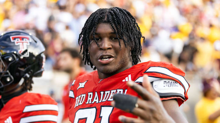 Oct 18, 2025; Tempe, Arizona, USA; Texas Tech Red Raiders linebacker David Bailey (31) reacts as he walks off the field following the game against the Arizona State Sun Devils at Mountain America Stadium. Mandatory Credit: Mark J. Rebilas-Imagn Images
