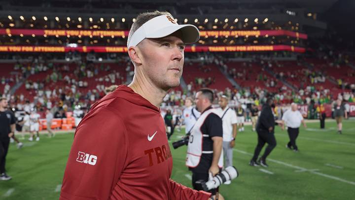 USC coach Lincoln Riley and the Trojans fell out of the projected College Football Playoff bracket after losing to Oregon. USC coach Lincoln Riley and the Trojans fell out of the projected College Football Playoff bracket after losing to Oregon.