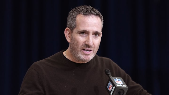 Feb 24, 2026; Indianapolis, IN, USA; Philadelphia Eagles general manager Howie Roseman speaks at the NFL Scouting Combine at the Indiana Convention Center. Mandatory Credit: Kirby Lee-Imagn Images Feb 24, 2026; Indianapolis, IN, USA; Philadelphia Eagles general manager Howie Roseman speaks at the NFL Scouting Combine at the Indiana Convention Center. Mandatory Credit: Kirby Lee-Imagn Images