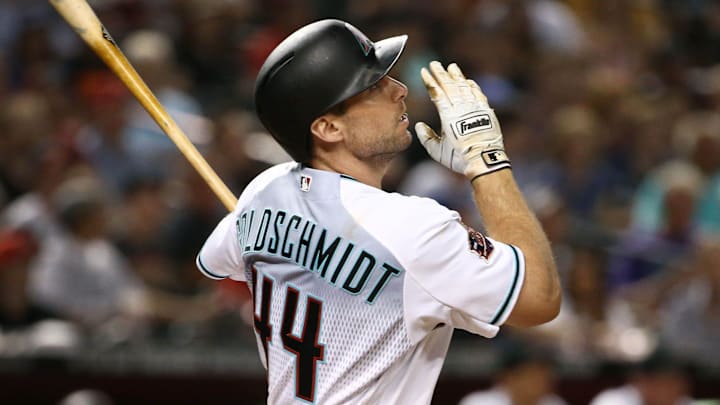 Arizona Diamondbacks Paul Goldschmidt hits a solo home run against the New York Mets in the first inning on June 15, 2018 at Chase Field in Phoenix, Ariz. Arizona Diamondbacks Paul Goldschmidt hits a solo home run against the New York Mets in the first inning on June 15, 2018 at Chase Field in Phoenix, Ariz.
