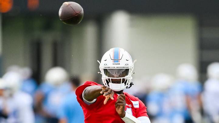 Aug 1, 2026; Nashville, TN, USA; Tennessee Titans quarterback Cam Ward (1) throws a pass during training camp at Vanderbilt Health Football Center. Mandatory Credit: Steve Roberts-Imagn Images Aug 1, 2026; Nashville, TN, USA; Tennessee Titans quarterback Cam Ward (1) throws a pass during training camp at Vanderbilt Health Football Center. Mandatory Credit: Steve Roberts-Imagn Images