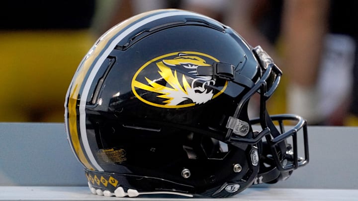 Sep 26, 2020; Columbia, Missouri, USA; A general view of a Missouri Tigers helmet during the first half against the Alabama Crimson Tide at Faurot Field at Memorial Stadium. Mandatory Credit: Denny Medley-Imagn Images