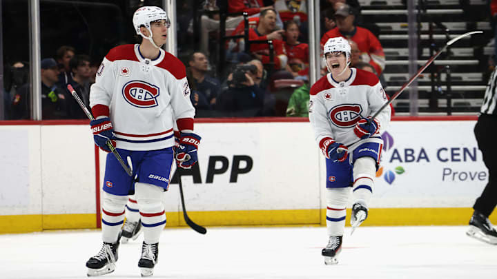 Juraj Slafkovsky and Cole Caufield with Montreal Canadiens