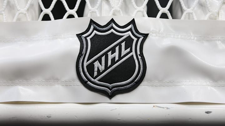 Oct 20, 2022; Columbus, Ohio, USA; The NHL logo is seen on the netting of a goal prior to the game between the Nashville Predators and the Columbus Blue Jackets at Nationwide Arena. Mandatory Credit: Aaron Doster-USA TODAY Sports Oct 20, 2022; Columbus, Ohio, USA; The NHL logo is seen on the netting of a goal prior to the game between the Nashville Predators and the Columbus Blue Jackets at Nationwide Arena. Mandatory Credit: Aaron Doster-USA TODAY Sports