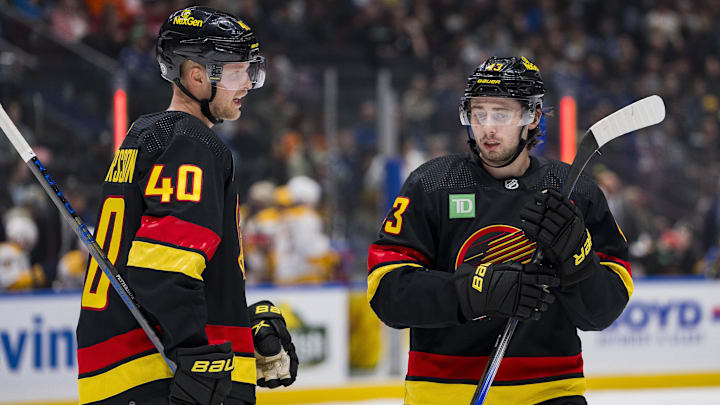 Vancouver Canucks forward Elias Pettersson (40) and